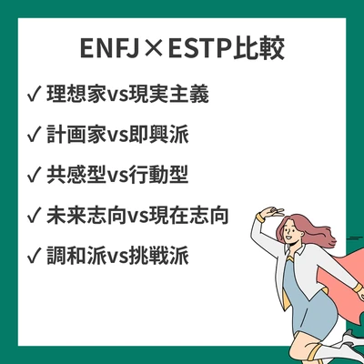 ENFJとESTPの違いと見分け方を徹底解説！のアイキャッチ画像