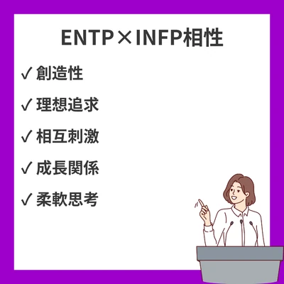 ENTP（討論者）とINFP（仲介者）の相性を徹底解説！恋愛・友情の相性診断のアイキャッチ画像