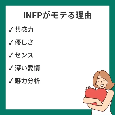 INFP（仲介者）がモテる22の理由｜恋愛で魅力的な特徴と自己肯定のメッセージのアイキャッチ画像