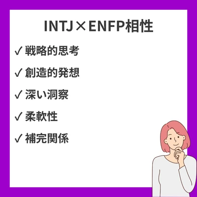 INTJ(建築家)とENFP(運動家)の相性を徹底解説！恋愛・友情の相性診断のアイキャッチ画像