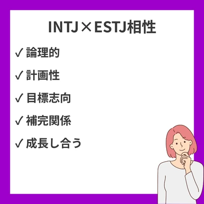 INTJ(建築家)とESTJ(幹部)の相性を徹底解説！恋愛・友情の相性診断のアイキャッチ画像